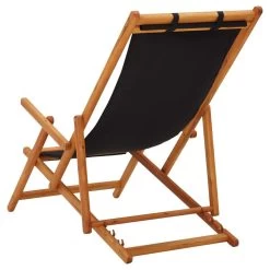 VidaXL Strandstoel Inklapbaar Massief Eucalyptushout En Stof Zwart -ZitMeester ComfortDesign 01a0e601cef74c4291e635eae4225fd1