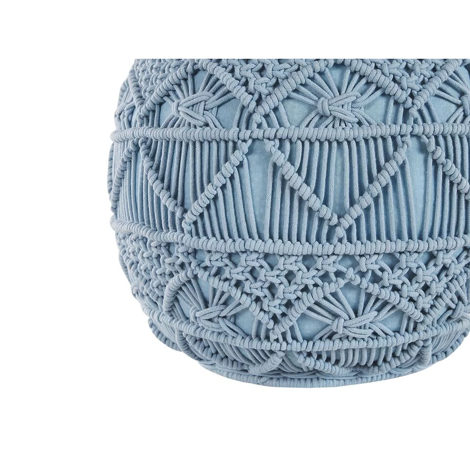 Beliani Poef KAYSERI - Blauw Katoen 6 Beliani Poef KAYSERI - Blauw Katoen - Image 4