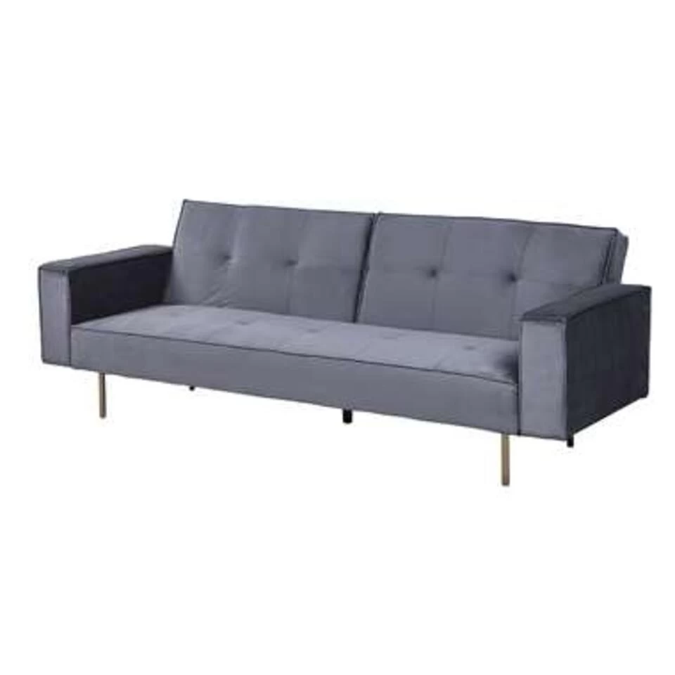 Beliani Driezitsbank - VISNES Grijs Fluweel 6 Beliani Driezitsbank - VISNES Grijs Fluweel - Image 4