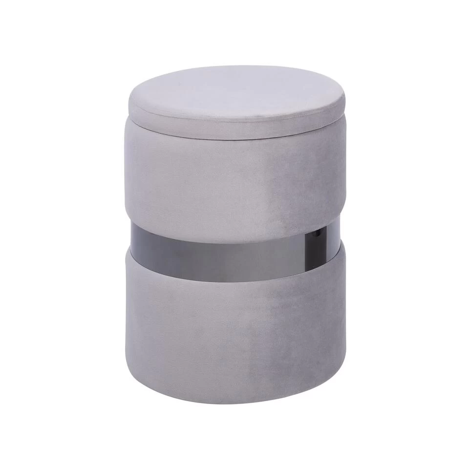 Beliani Poef DORIS - Grijs Fluweel 6 Beliani Poef DORIS - Grijs Fluweel - Image 4