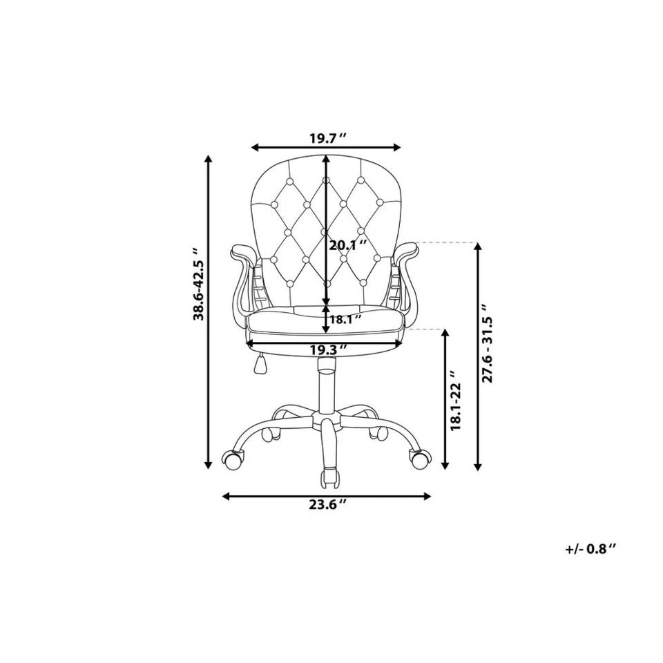 Beliani Bureaustoel PRINCESS - Roze Kunstleer 4 Beliani Bureaustoel PRINCESS - Roze Kunstleer - Image 2
