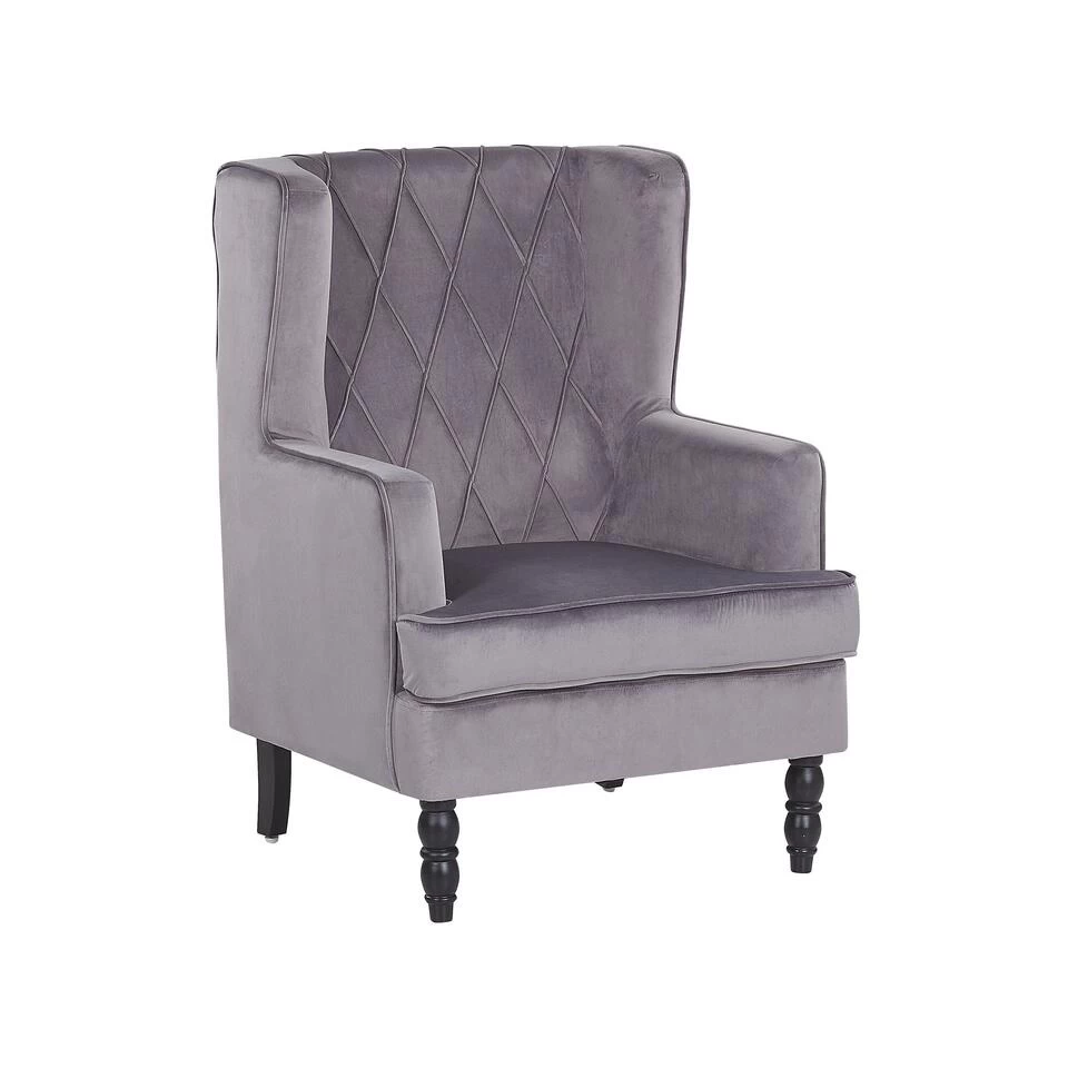 Beliani Fauteuil SANDSET - Grijs Fluweel 6 Beliani Fauteuil SANDSET - Grijs Fluweel - Image 4