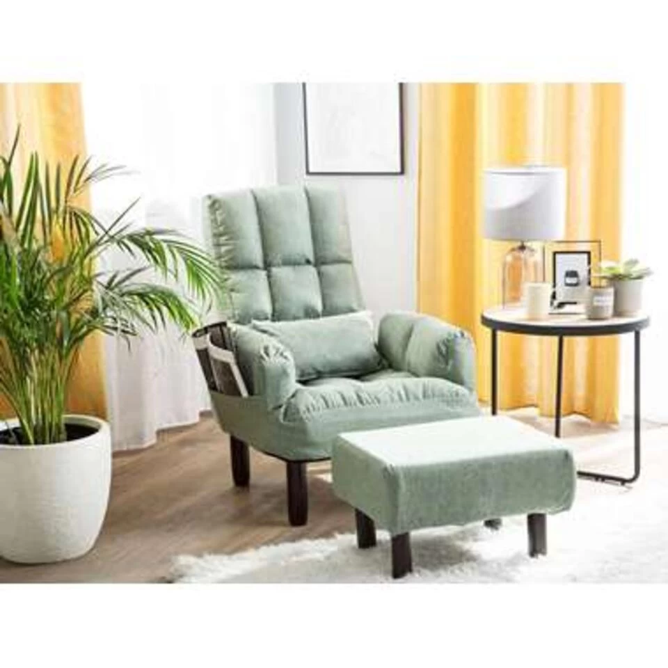 Beliani Fauteuil OLAND - Groen Polyester 4 Beliani Fauteuil OLAND - Groen Polyester - Image 2