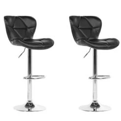 Beliani Barkruk VALETTA - Zwart Kunstleer