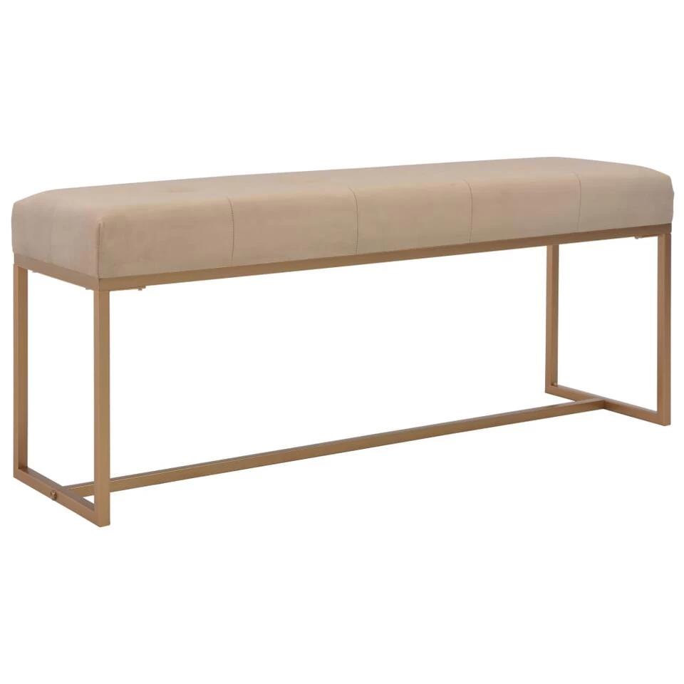 VidaXL Bankje 120 Cm Fluweel Beige 3 VidaXL Bankje 120 Cm Fluweel Beige
