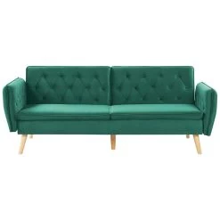 Beliani Slaapbank - BARDU Groen Fluweel