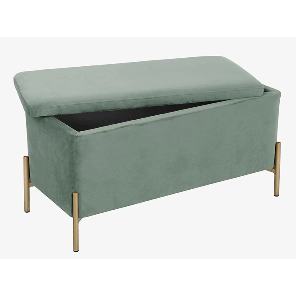 Leitmotiv Bank Snog XL - Velvet Jade Groen, Goud Geverfde Poten - 90x45x45cm 4 Leitmotiv Bank Snog XL - Velvet Jade Groen, Goud Geverfde Poten - 90x45x45cm - Image 2