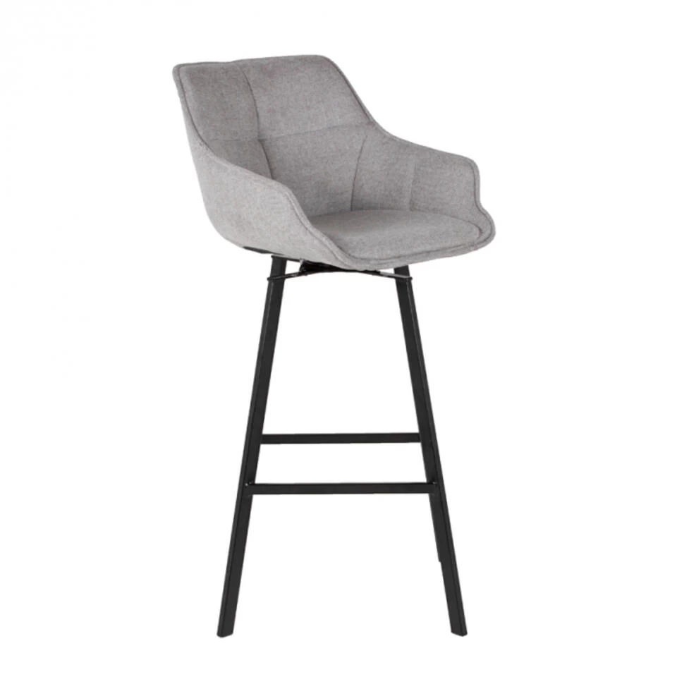 Giga Meubel Barkruk Grijs - Zithoogte 74cm - Metaal & Stof - Barkruk Shannon 4 Giga Meubel Barkruk Grijs - Zithoogte 74cm - Metaal & Stof - Barkruk Shannon - Image 2