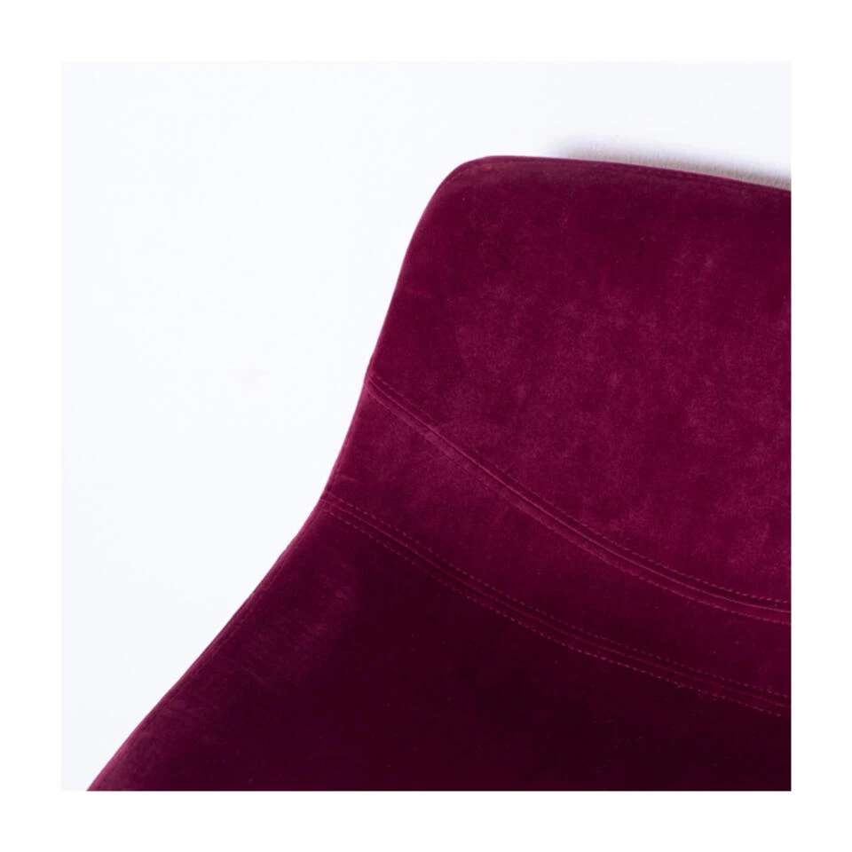 Barkruk Velvet Rood - In Hoogte Verstelbaar - Velvet Stof & Stalen Frame - 5 Barkruk Velvet Rood - In Hoogte Verstelbaar - Velvet Stof & Stalen Frame - - Image 3