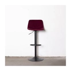 Barkruk Velvet Rood - In Hoogte Verstelbaar - Velvet Stof & Stalen Frame -