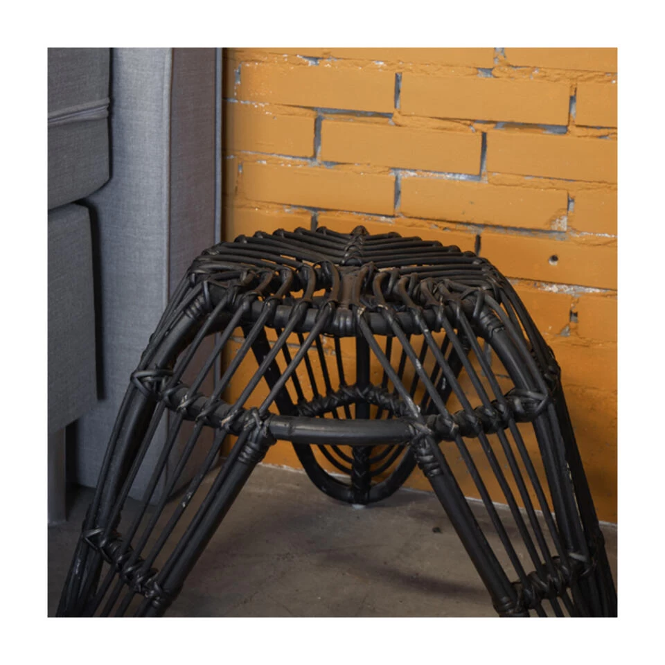 Giga Meubel Kruk Rotan Zwart - 55x55x40 4 Giga Meubel Kruk Rotan Zwart - 55x55x40 - Image 2