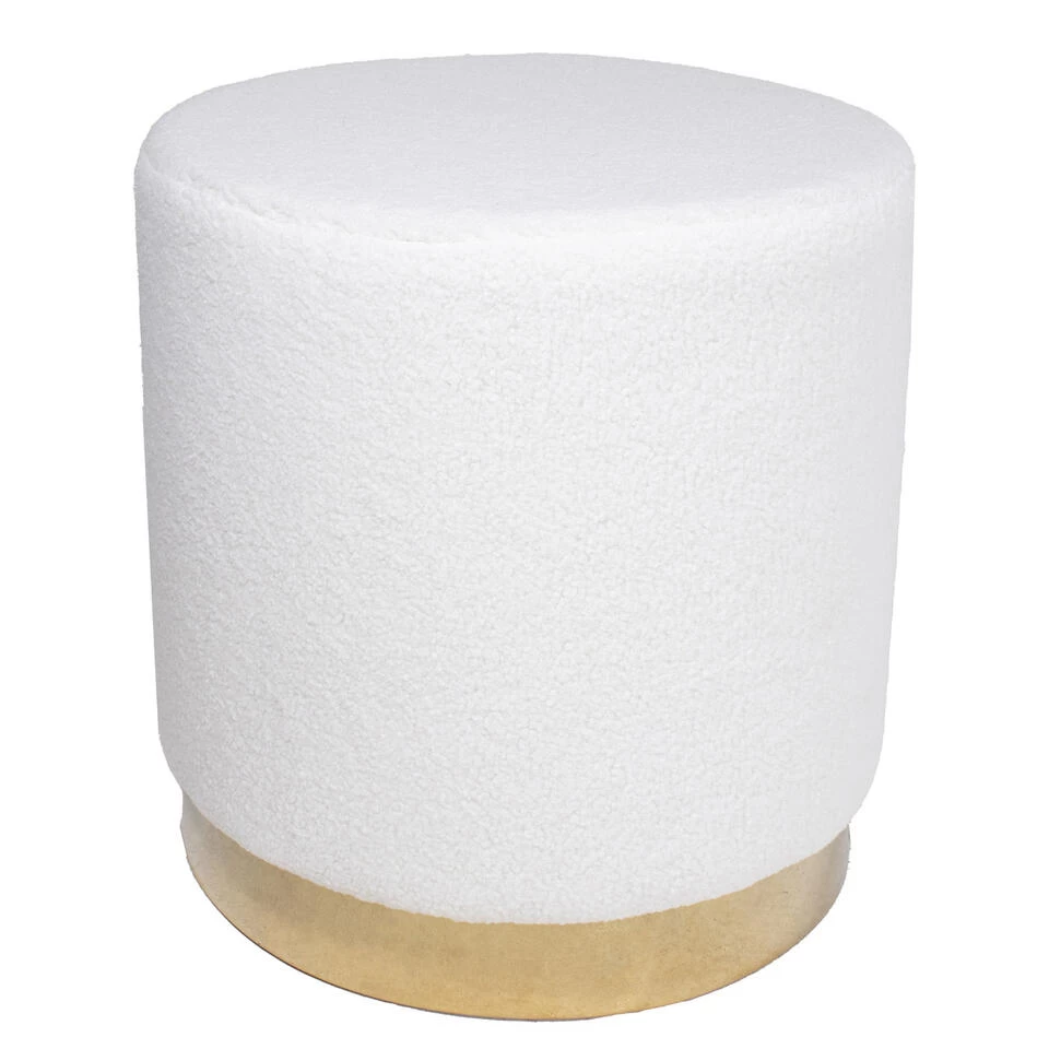 Giga Meubel Teddy Poef Wit - Met Gouden Onderstel - Poef Quinty 3 Giga Meubel Teddy Poef Wit - Met Gouden Onderstel - Poef Quinty