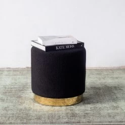 Giga Meubel Teddy Poef Zwart - Met Gouden Onderstel - Poef Quinty 8 Giga Meubel Teddy Poef Zwart - Met Gouden Onderstel - Poef Quinty -ZitMeester ComfortDesign 1000027540 0102