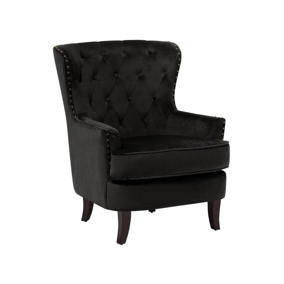 Beliani Fauteuil VIBORG - Zwart Fluweel 3 Beliani Fauteuil VIBORG - Zwart Fluweel