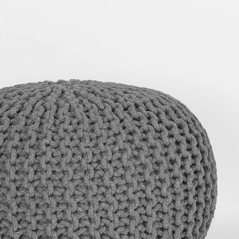 LABEL51 Poef Knitted - Donkergrijs - Katoen - M 4 LABEL51 Poef Knitted - Donkergrijs - Katoen - M - Image 2