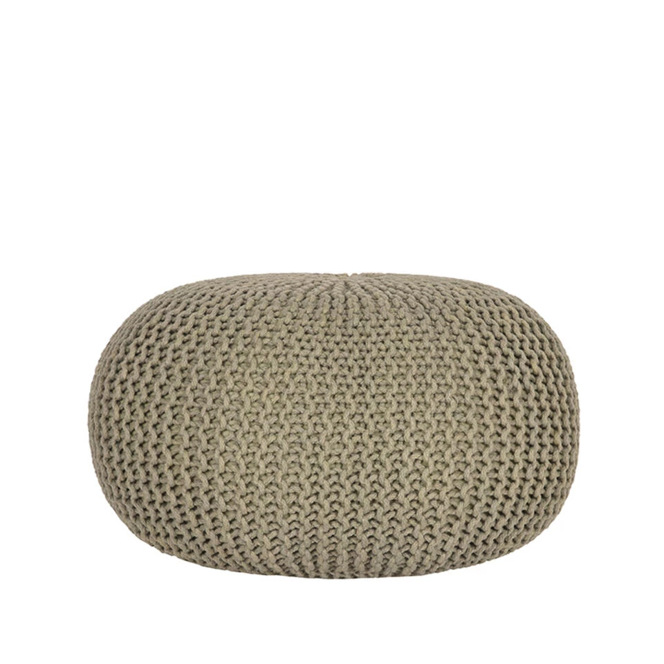 LABEL51 Poef Knitted - Olijfgroen - Katoen - L 3 LABEL51 Poef Knitted - Olijfgroen - Katoen - L