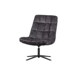 WOOOD Job Draaifauteuil - Velvet - Antraciet - 101x70x85
