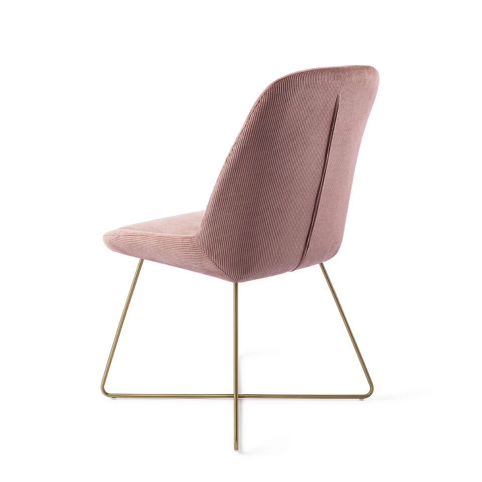 Urban Lifestyle Eetkamerstoel Lyndon - Pink, X Frame Goud 6 Urban Lifestyle Eetkamerstoel Lyndon - Pink, X Frame Goud - Image 4