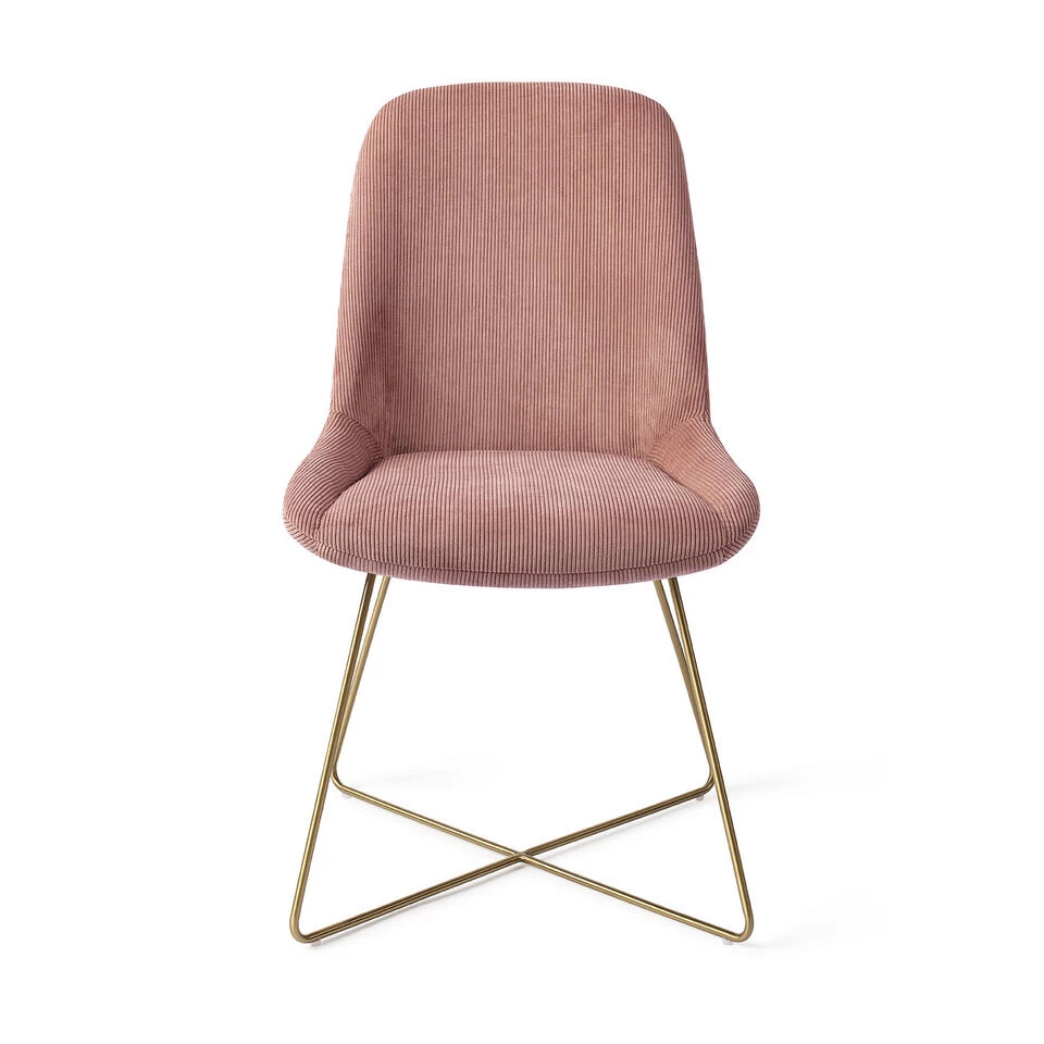 Urban Lifestyle Eetkamerstoel Lyndon - Pink, X Frame Goud 3 Urban Lifestyle Eetkamerstoel Lyndon - Pink, X Frame Goud