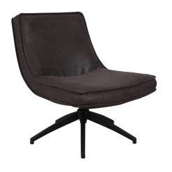 Industriële Draaibare Fauteuil Antraciet Tommy Eco Leer - Leder - Grijs