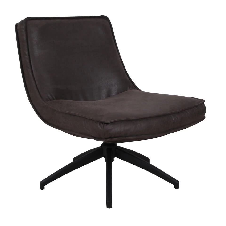 Industriële Draaibare Fauteuil Antraciet Tommy Eco Leer - Leder - Grijs 3 Industriële Draaibare Fauteuil Antraciet Tommy Eco Leer - Leder - Grijs