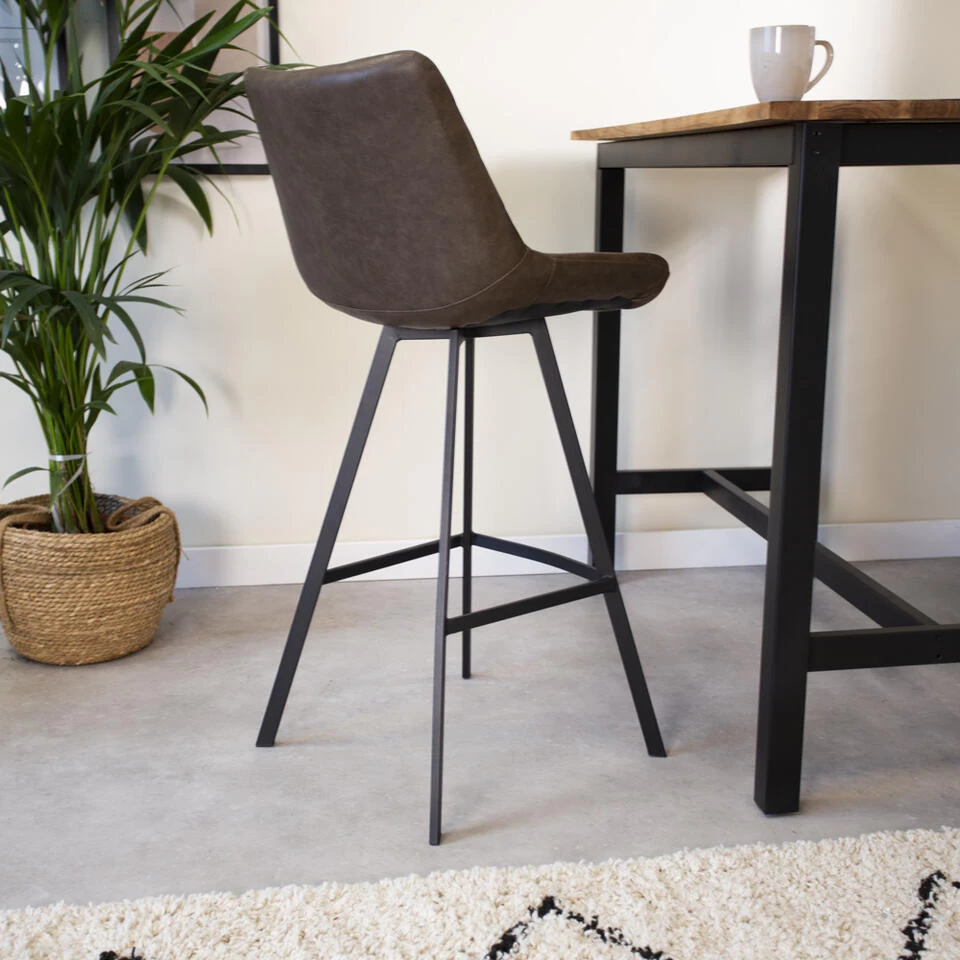 Industriële Barkruk Juno Taupe - Zithoogte 70 Cm - Kunstleder - Taupe 5 Industriële Barkruk Juno Taupe - Zithoogte 70 Cm - Kunstleder - Taupe - Image 3