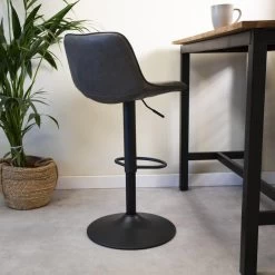 Industriële Barkruk Jason Antraciet - Zithoogte 59 Cm - Kunstleder - Grijs -ZitMeester ComfortDesign 1000042391 0102