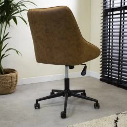 Industriële Draaibare Bureaustoel Emily Cognac - 64,50x60x84 Cm - Stof - Bruin -ZitMeester ComfortDesign 1000042413 0102