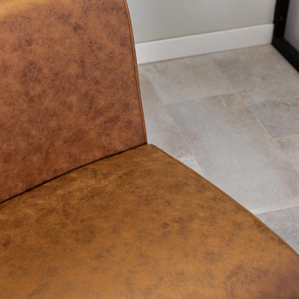 Industriële Eetkamerstoel Nathan Cognac - Stof - Bruin 4 Industriële Eetkamerstoel Nathan Cognac - Stof - Bruin - Image 2