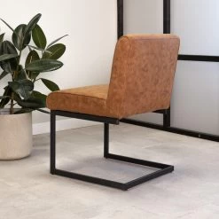 Industriële Eetkamerstoel Nathan Cognac - Stof - Bruin 8 Industriële Eetkamerstoel Nathan Cognac - Stof - Bruin -ZitMeester ComfortDesign 1000042447 0102