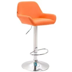 CLP Set Van 2 Barkrukken Braga Chroom Frame Kunstleer - Oranje -ZitMeester ComfortDesign 1000043287 0101