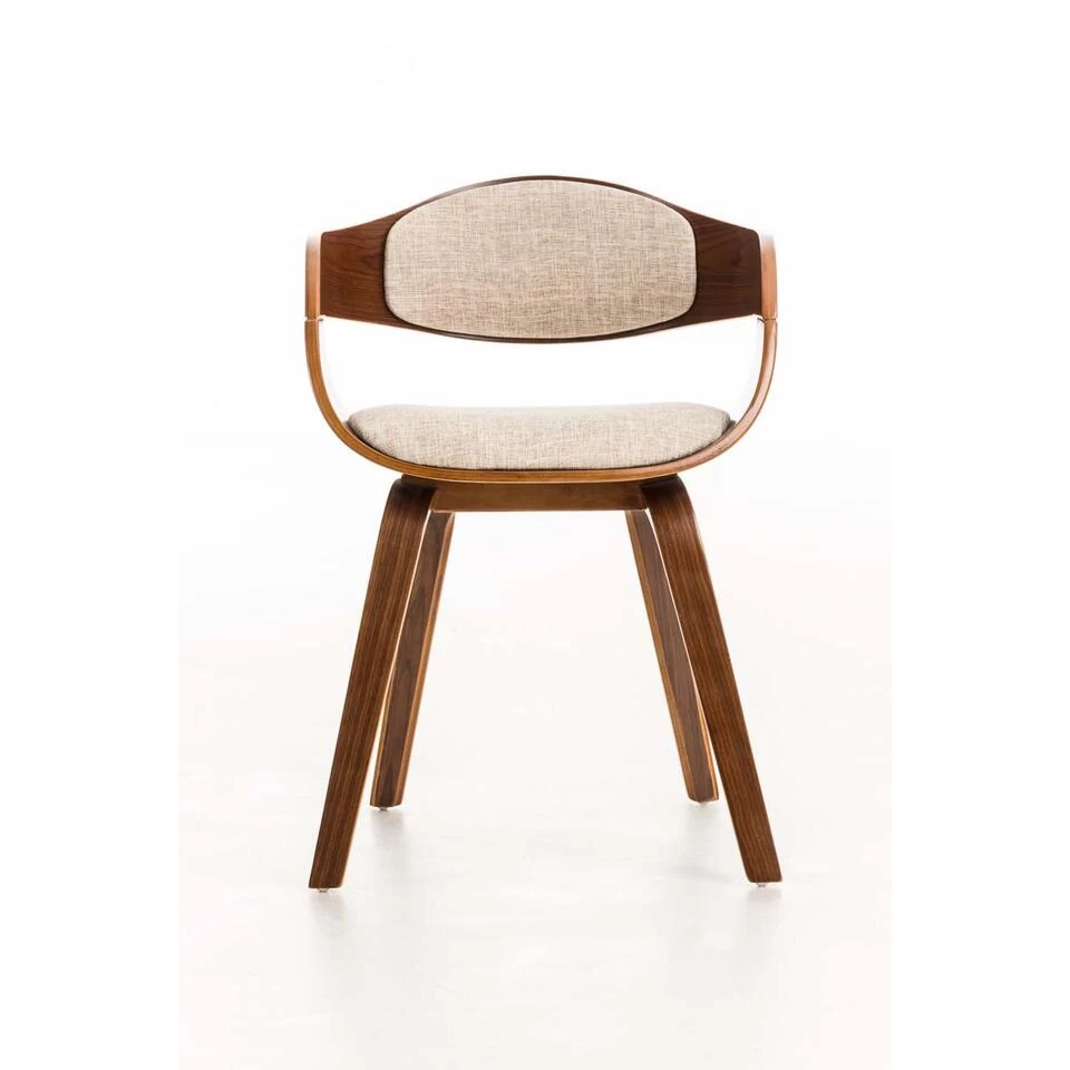 CLP Eetkamerstoel Kingston Walnoot Frame Stof - Crème 4 CLP Eetkamerstoel Kingston Walnoot Frame Stof - Crème - Image 2