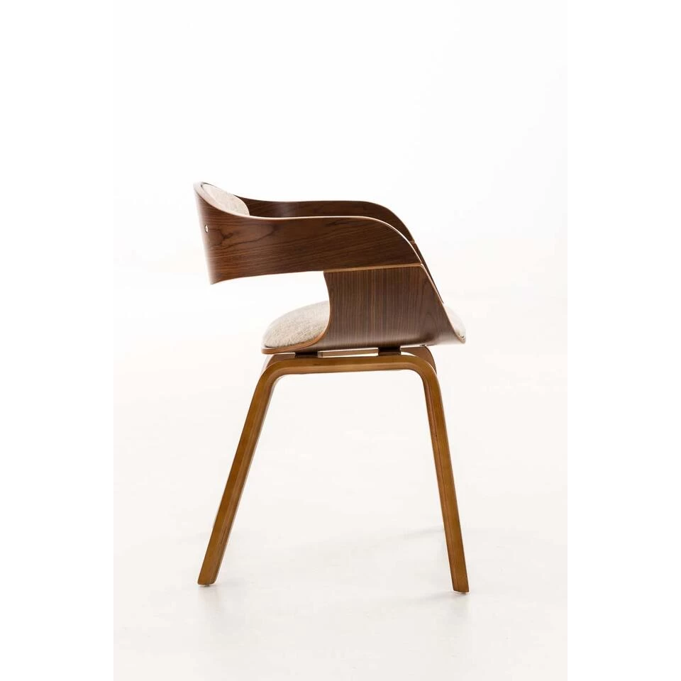 CLP Eetkamerstoel Kingston Walnoot Frame Stof - Crème 5 CLP Eetkamerstoel Kingston Walnoot Frame Stof - Crème - Image 3