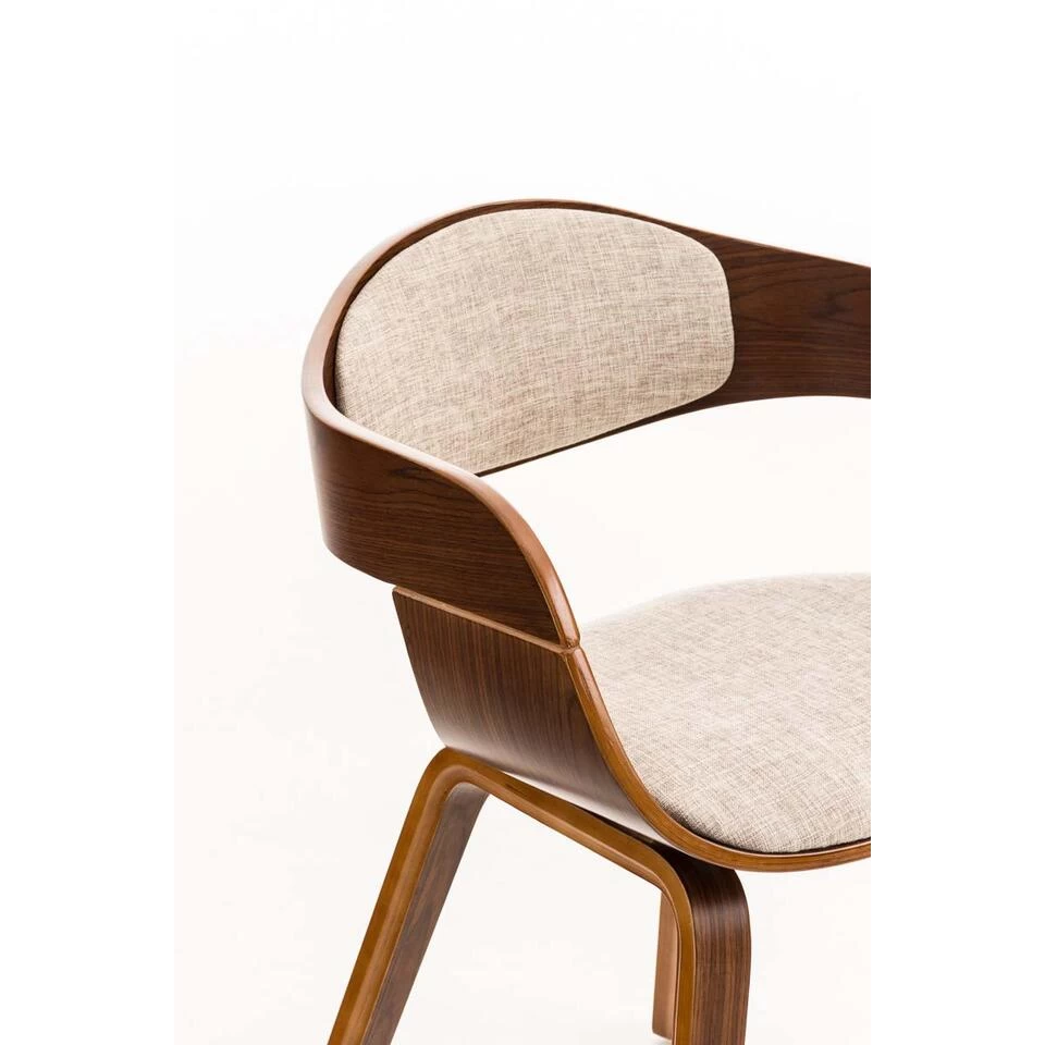 CLP Eetkamerstoel Kingston Walnoot Frame Stof - Crème 6 CLP Eetkamerstoel Kingston Walnoot Frame Stof - Crème - Image 4