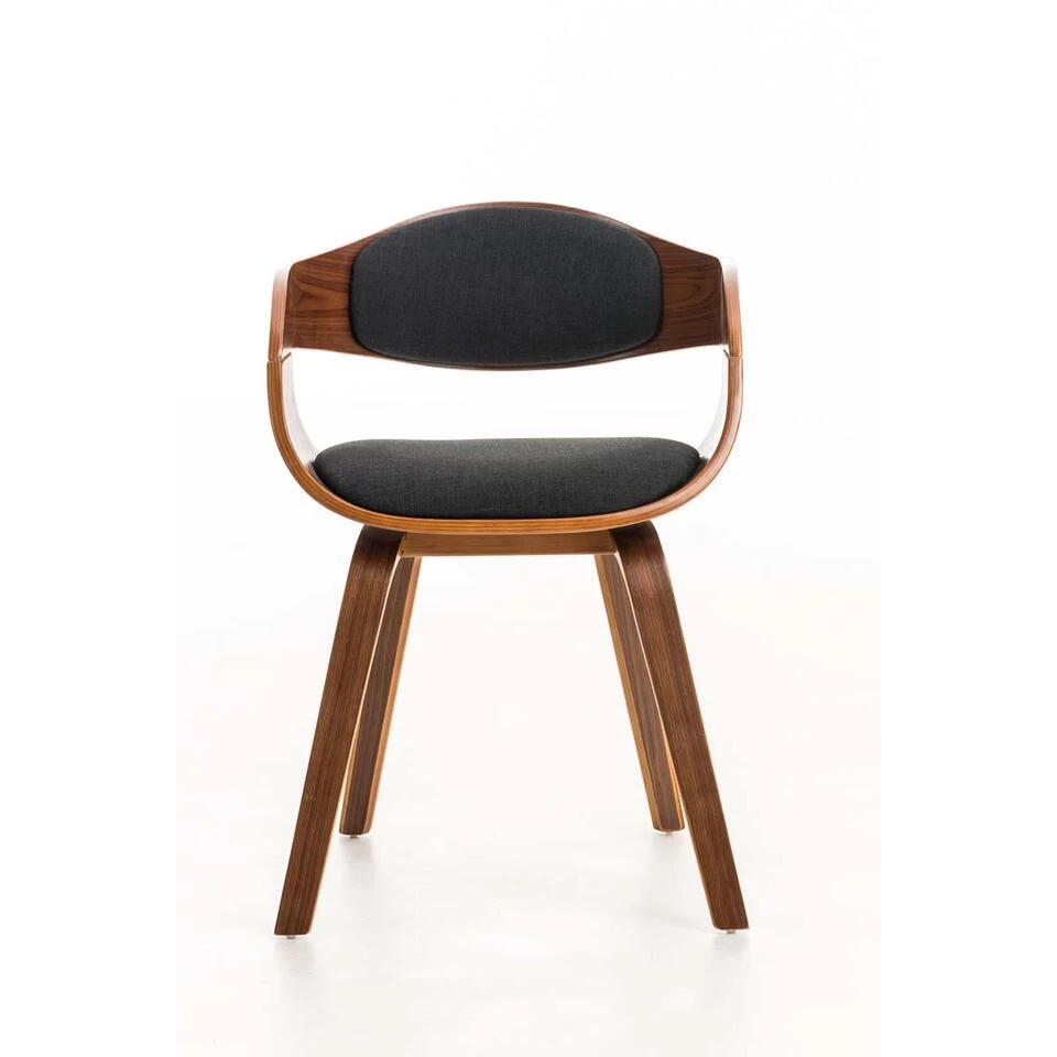 CLP Eetkamerstoel Kingston Walnoot Frame Stof - Zwart 4 CLP Eetkamerstoel Kingston Walnoot Frame Stof - Zwart - Image 2