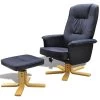 VidaXL Fauteuil Met Voetenbankje Kunstleer Zwart 1 VidaXL Fauteuil Met Voetenbankje Kunstleer Zwart -ZitMeester ComfortDesign 1000043917