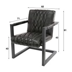 Giga Meubel Fauteuil Pu-Leer Zwart - 62x71x81cm - Stalen Onderstel -ZitMeester ComfortDesign 1000044348 0102