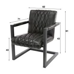 Giga Meubel Fauteuil Pu-Leer Zwart - 62x71x81cm - Stalen Onderstel -ZitMeester ComfortDesign 1000044348 0103