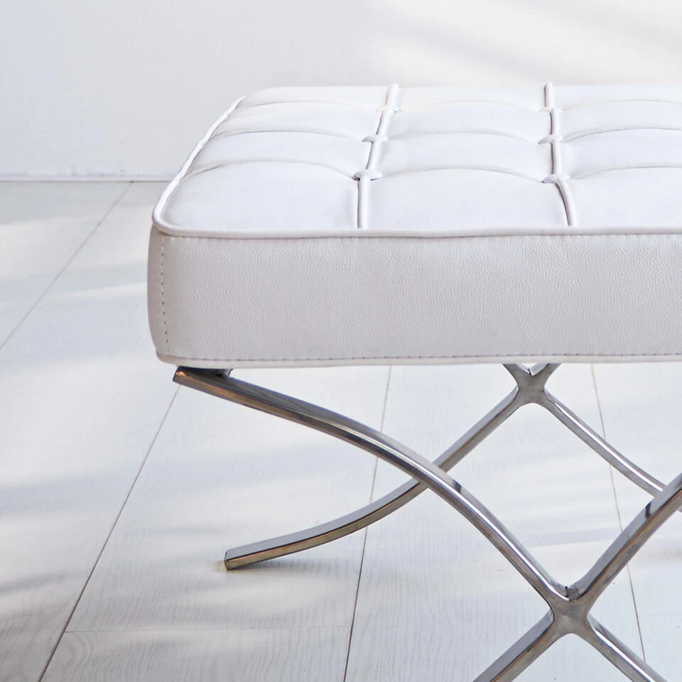 Expo Hocker Wit Premium Leer - Leder - Wit 5 Expo Hocker Wit Premium Leer - Leder - Wit - Image 3