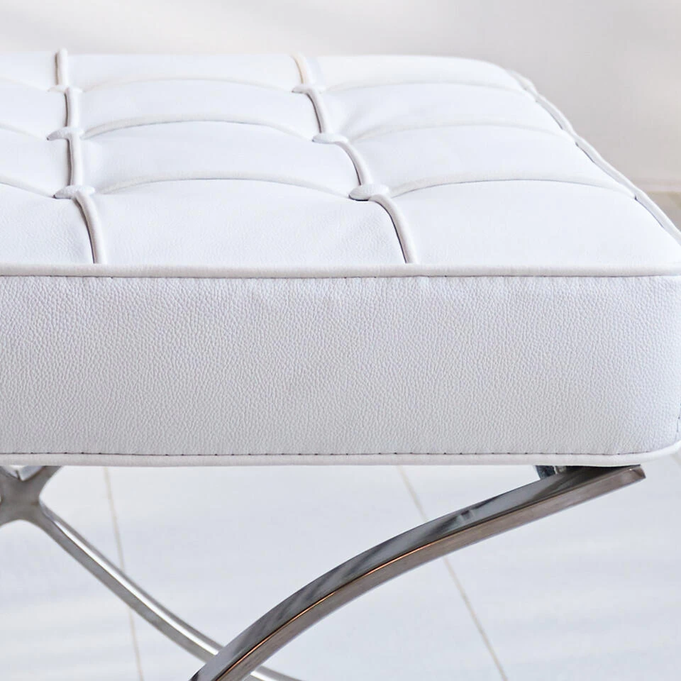 Expo Hocker Wit Premium Leer - Leder - Wit 6 Expo Hocker Wit Premium Leer - Leder - Wit - Image 4