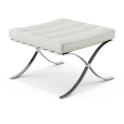 Expo Hocker Wit Premium Leer - Leder - Wit