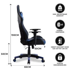 Gamestoel Las Vegas - Zwart / Blauw - Gaming Stoel - Bureaustoel -ZitMeester ComfortDesign 1000050256 0102