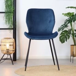 Eetkamerstoel Shawn Velvet Blauw - Stof - Blauw -ZitMeester ComfortDesign 1000051907 0101