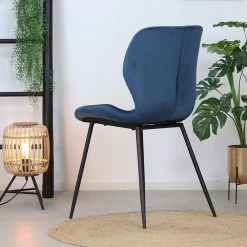 Eetkamerstoel Shawn Velvet Blauw - Stof - Blauw -ZitMeester ComfortDesign 1000051907 0102