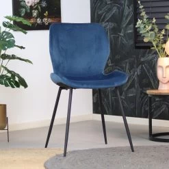 Eetkamerstoel Shawn Velvet Blauw - Stof - Blauw -ZitMeester ComfortDesign 1000051907 0103