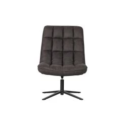 WOOOD Dirkje Draaifauteuil - Leerlook - Zwart - 101x70x85