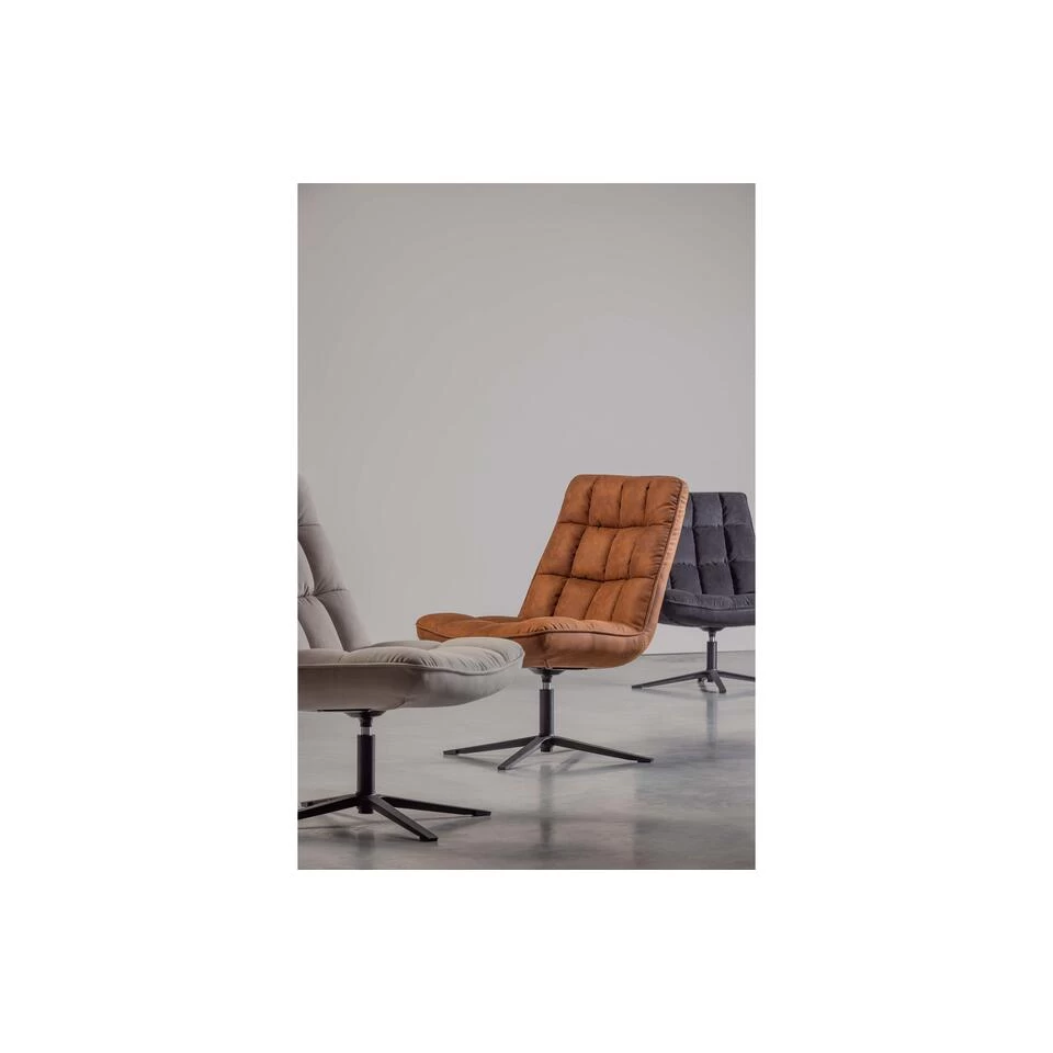 WOOOD Dirkje Draaifauteuil - Leerlook - Cognac - 101x70x85 5 WOOOD Dirkje Draaifauteuil - Leerlook - Cognac - 101x70x85 - Image 3