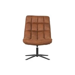 WOOOD Dirkje Draaifauteuil - Leerlook - Cognac - 101x70x85
