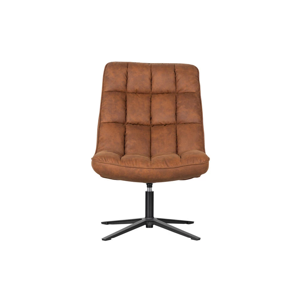 WOOOD Dirkje Draaifauteuil - Leerlook - Cognac - 101x70x85 3 WOOOD Dirkje Draaifauteuil - Leerlook - Cognac - 101x70x85