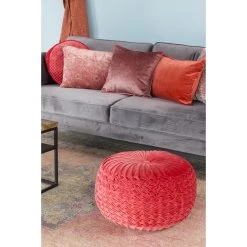 Giga Meubel Poef Rond Roze - 50x50x50cm - Poef Maaike -ZitMeester ComfortDesign 1000053544 0103